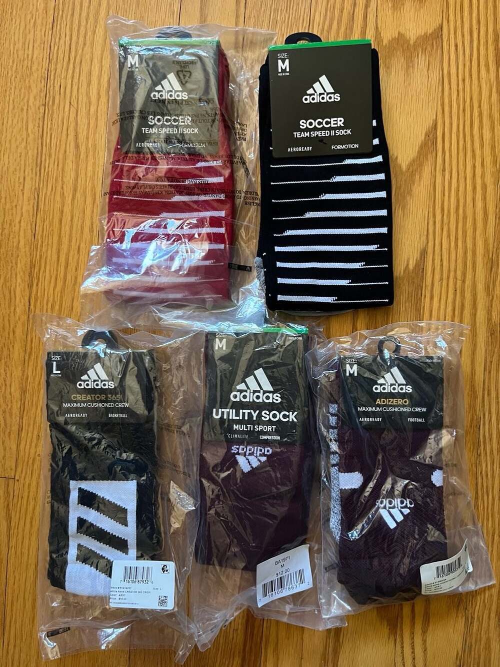 Adidas Soccer Socks Bundle Assorted Styles and Colors - Lot of 5 Pairs New